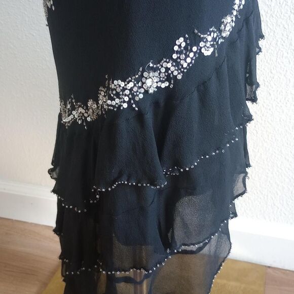 Y2K Silk Beaded Sequin Fairygoth Prom Dress - Picture 4 of 6
